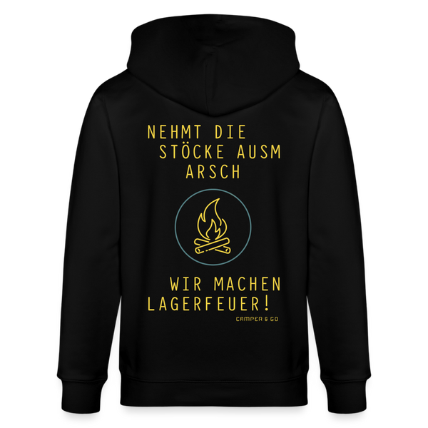 Kapuzenjacke "Lagerfeuer" - Premiumqualität Unisex - Schwarz